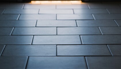 Fototapeta premium Close-up view of a textured surface composed of rectangular tiles with a subtle gradient of light illuminating from the top