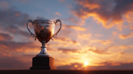 Trophy award ceremony celebrating achievement sunset sky photography outdoor wide angle