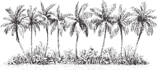 Black and white tropical island palm trees palms © Md