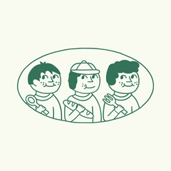 hand drawn restaurant logo cartoon illustration