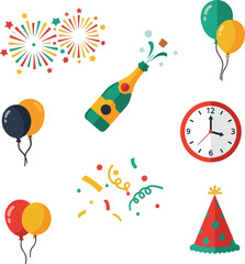 set of colorful newyear icon