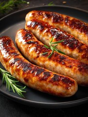 grilled pork sausages on the plategrilled bratwurst pork sausages no logos no brands ar 34