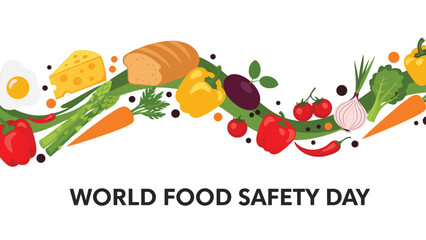 Fototapeta premium Colorful and vibrant decorative border composed of various fresh fruits, vegetables, and food items, promoting 