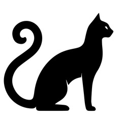 Fototapeta premium Black and white vector silhouette of a cat on white background