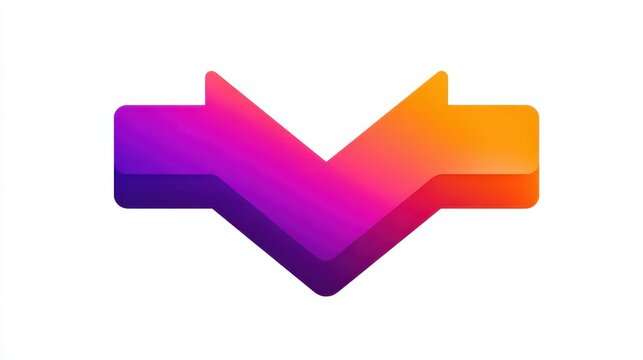 an icon of an arrow pointing down with a purple and orange gradient color on a white background  - Powered by Adobe