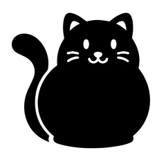 Black and white vector silhouette of a cat on white background