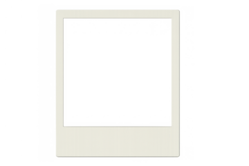 Blank instant camera frame with retro aesthetic, white border template on transparent background, offering nostalgic design