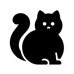 Obraz premium Black and white vector silhouette of a cat on white background