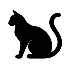 Black and white vector silhouette of a cat on white background