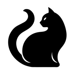 Black and white vector silhouette of a cat on white background