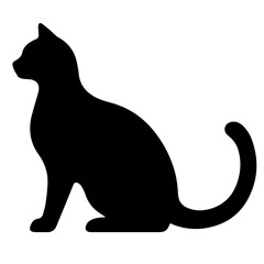 Black and white vector silhouette of a cat on white background