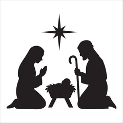 Nativity Scene With Holy Family Silhouette