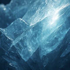 Obraz premium Glowing Blue Ice Crystal Texture with Translucent Frozen Layers