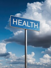 Obraz premium health is wealth sign with clouds and sky background no logos no brands ar 34