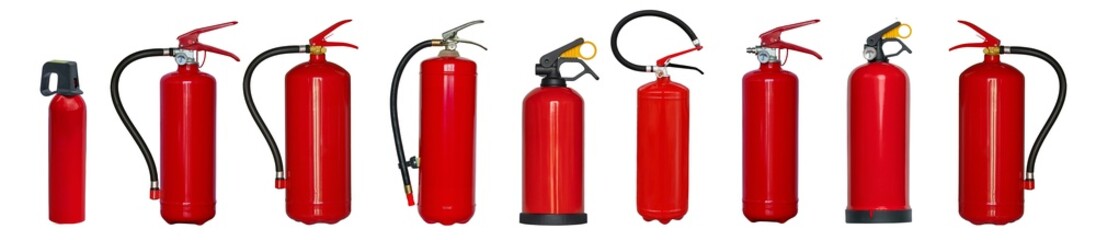 fire extinguisher isolated on white background. set