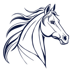Elegant Horse Head Line Art Logo Illustration