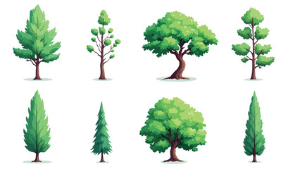 Fototapeta premium Cartoon Tree Set Illustration