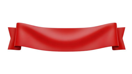 Red ribbon banner isolated on transparent background