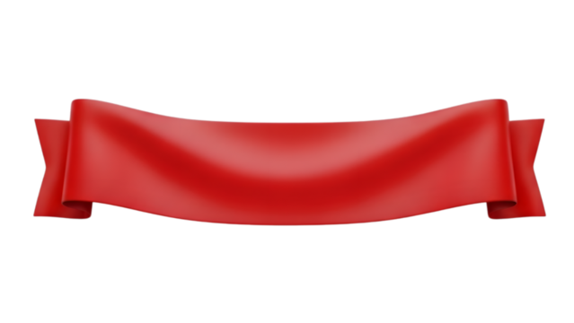 Red ribbon banner isolated on transparent background - Powered by Adobe