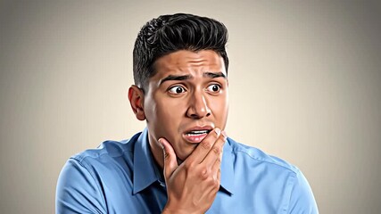 Expressive Young Man Showing Shock and Surprise in a Series of Emotional Reactions