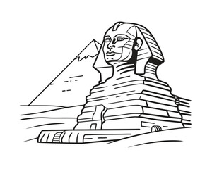 Minimal Clean Vector Illustration of the Great Sphinx of Giza
