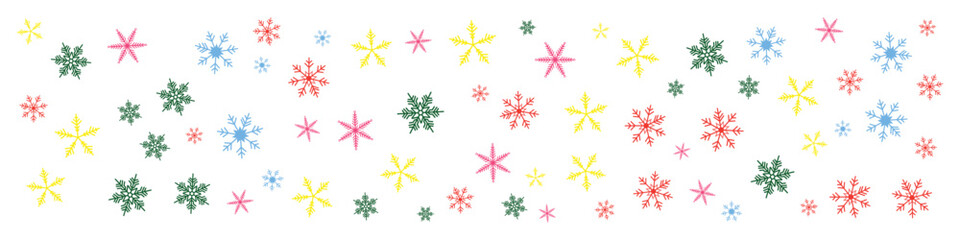 colorful multicolor winter snowflake set on white background frosty seasonal flakes collection artistic pattern