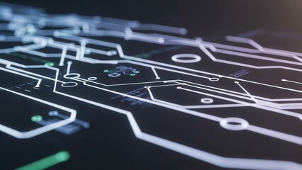 Highresolution view emphasizing circuit pathways and solder points
