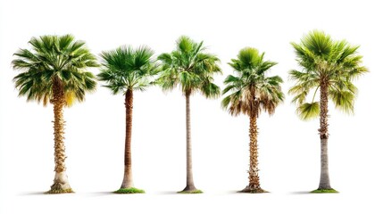 Tropical Palm Trees Isolated White Background