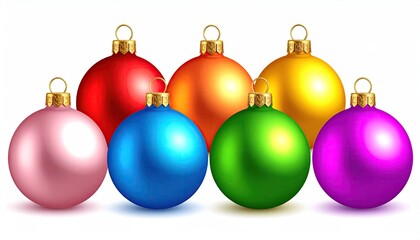 Collection of vibrant and shiny Christmas ornaments in various colors.