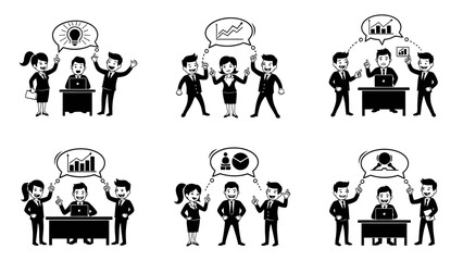 Obraz premium Business people meeting corporate team success analysis project development workflow strategy concept manager leader pointing idea discussion chart graph planning partnership teamwork growth graphic