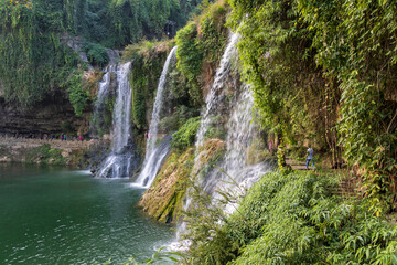 Obraz premium Furong, Hunan, China. 11-05-2024. Waterfall in Furong City, Hunan Province, China.