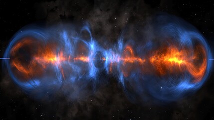 Cosmic Energy Burst: Abstract Nebula with Fiery Orange and Electric Blue
