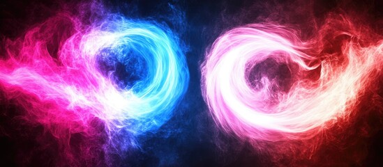 Cosmic Duality: Twin Spirals of Luminous Blue and Red Fiery Energy
