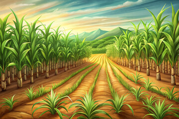 Louisiana sugarcane farmland displays tall dense crops, humid conditions, flat terrain, and extensive agricultural fields shaped by warm climate and river-influenced soil © Evan