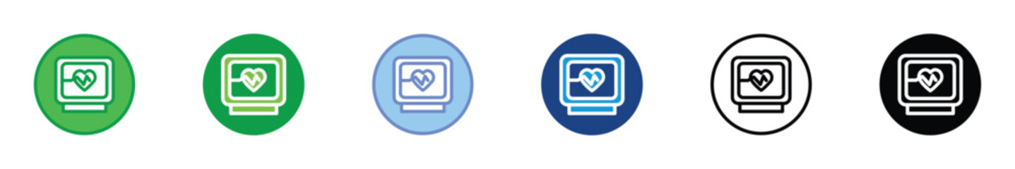 Cardiogram Monitor Icon Set &ndash; Heartbeat, ECG, Medical Pulse Symbol in Multiple Colors