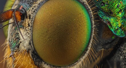 Extreme close up reveals the intricate surface structure of an insect's compound eye