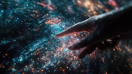 Cosmic Touch: Finger Interacting with Abstract Galaxy of Light