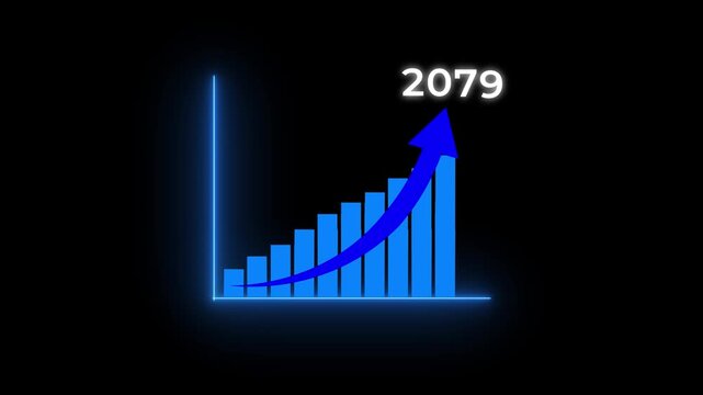 2079 new year business background.Business analyzes business growth by graphics, Target plan. Growth, arrow up. Finance, Bar graph going.