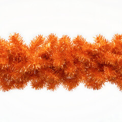 Vibrant Orange Shiny Tinsel Garland, Festive Holiday Decoration
