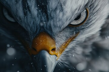 Close-up hawk face, intense gaze