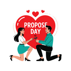 Propose Day illustration with romantic couple engagement and heart background