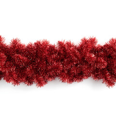 Bright Red Shimmering Tinsel Garland for Festive Christmas Holiday Decorations