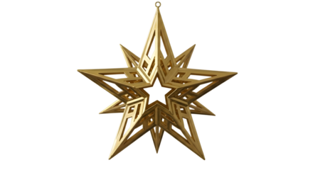 Golden star ornament on black background