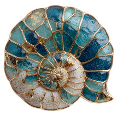 a round shell path element with sea glass accents clipart, coastal garden decor, representing the wonders of nature.