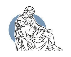 Minimal Clean Vector Illustration of the Pietà Statue