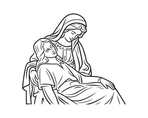 Minimal Clean Vector Illustration of the Pietà Statue