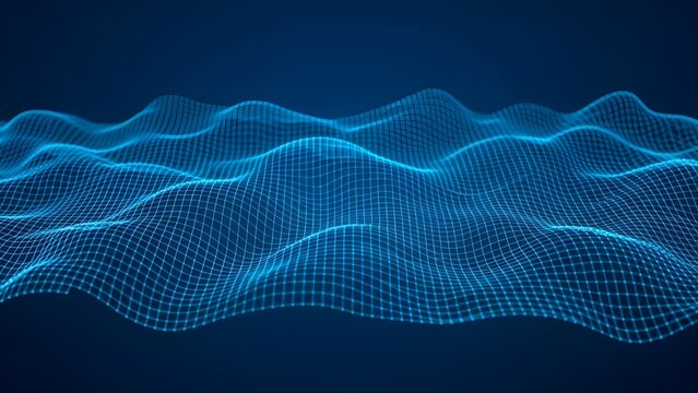 Digital waveform with grid pattern on dark background - Powered by Adobe