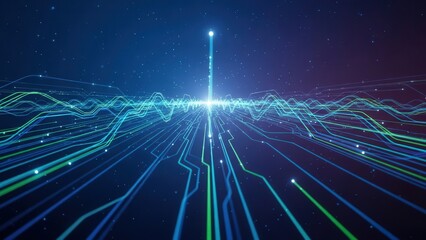 Dynamic light pathways showcase energetic network visualization scene