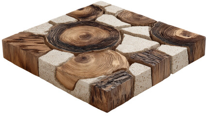 a tree ring patterned stone path clipart, natural garden element, photorealistic wood texture, perfect for interior design projects and modern decor.