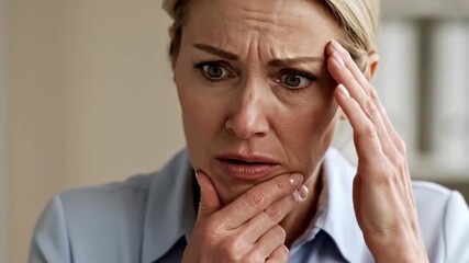 Expressive Woman Showing Anxiety and Confusion In Close-Up Shots